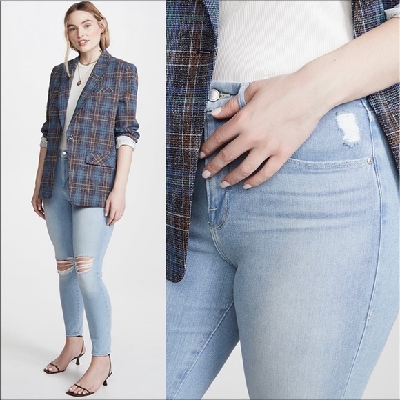 Good American Good Legs Crop Distressed Jeans in Light Blue  Size 2 / 26 NWT - Picture 1 of 7